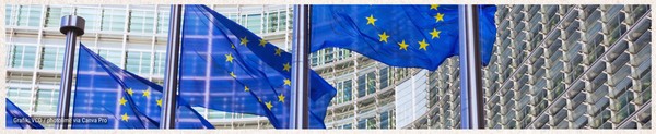 Symbolbild EU-Flagge vor dem Brüsseler EU-Parlament